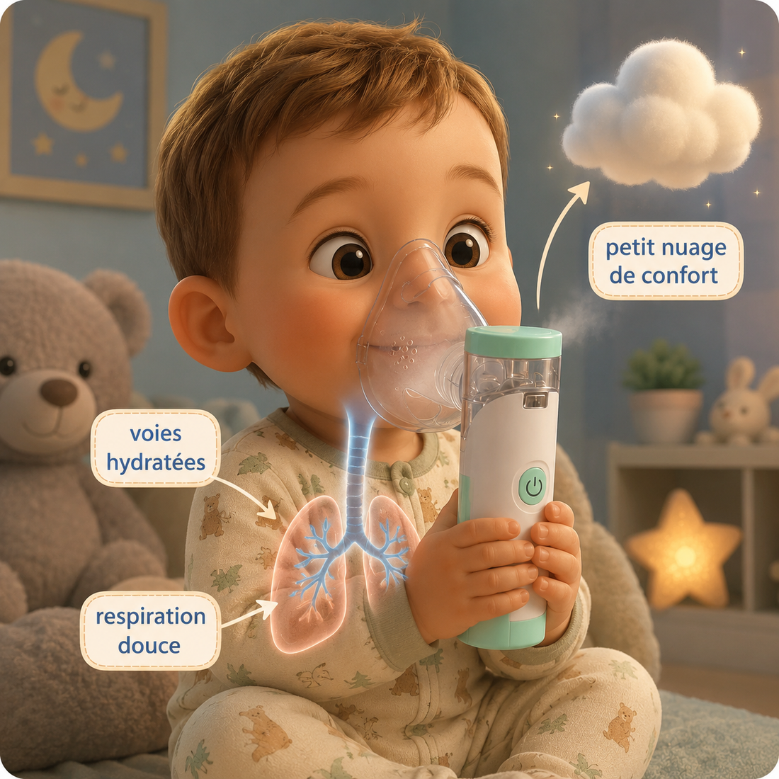 Nuage — bébé et masque adapté